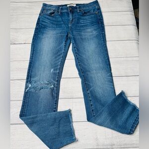 Madewell Women’s Alley Straight Jeans Distressed Raw Hem Size 29‎